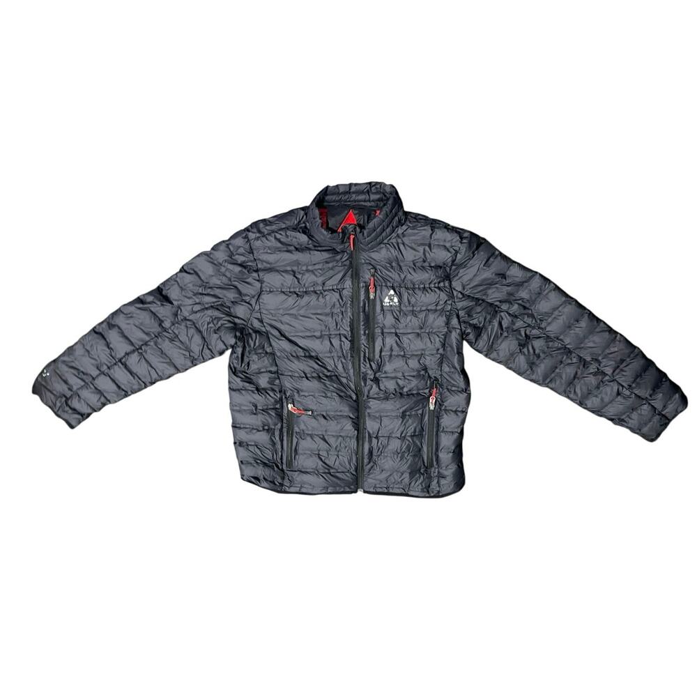 Gerry Black Full Zip Puffer Down Lightweight Nylon Jacket Size Large Winter